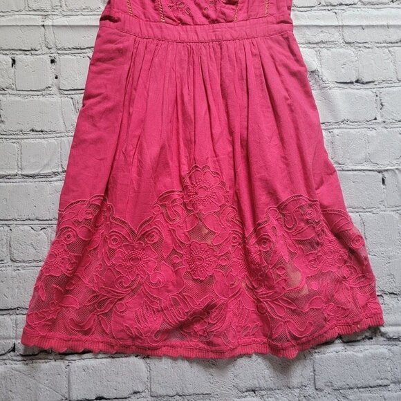 Anthro Moulinette Soeurs Pink A Line Eyelet Dress Size 0P - Picture 3 of 14
